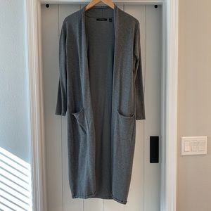 Cozy, long gray duster sweater